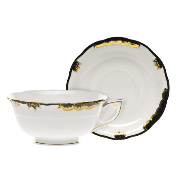 Herend Princess Victoria Black Tea Cup and Saucer Herend Princess Victoria Black Tea Cup and Saucer