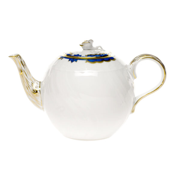 Herend Princess Victoria Blue Teapot with Rose