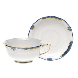 Herend Princess Victoria Blue Tea Cup and Saucer