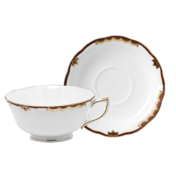 Herend Princess Victoria Brown Tea Cup and Saucer Herend Princess Victoria Brown Tea Cup and Saucer