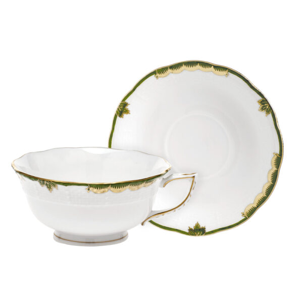 Herend Princess Victoria Dark Green Tea Cup and Saucer Herend Princess Victoria Dark Green Tea Cup and Saucer
