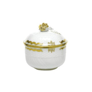 Herend Princess Victoria Grey Covered Sugar with Rose