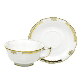 Herend Princess Victoria Grey Tea Cup and Saucer