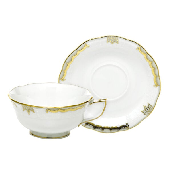 Herend Princess Victoria Grey Tea Cup and Saucer