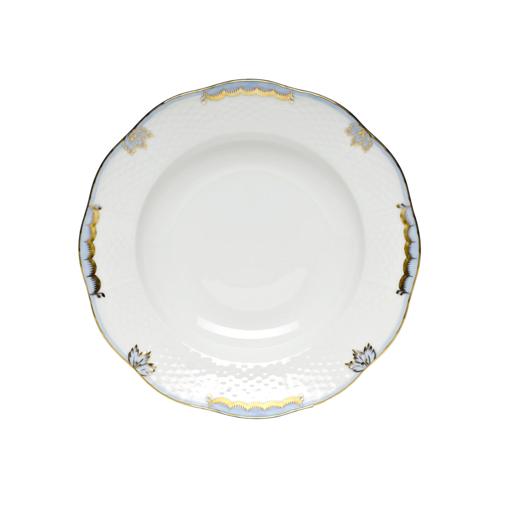 Herend Princess Victoria Light Blue Rim Soup Plate