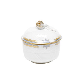 Herend Princess Victoria Light Blue Covered Sugar with Rose