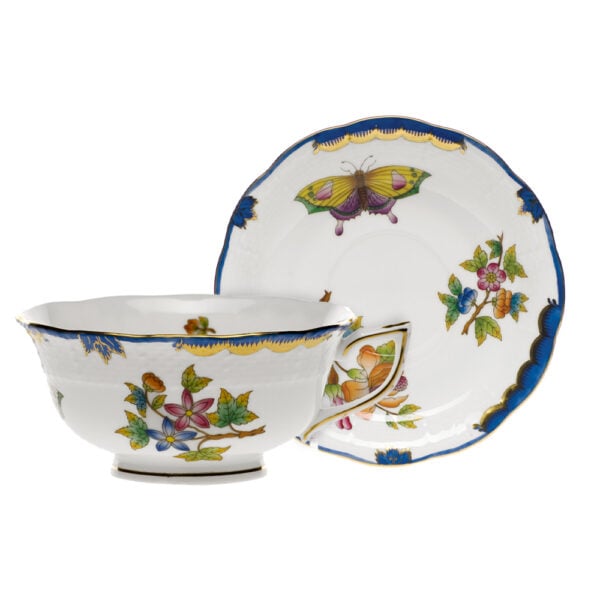Herend Queen Victoria Blue Tea Cup and Saucer