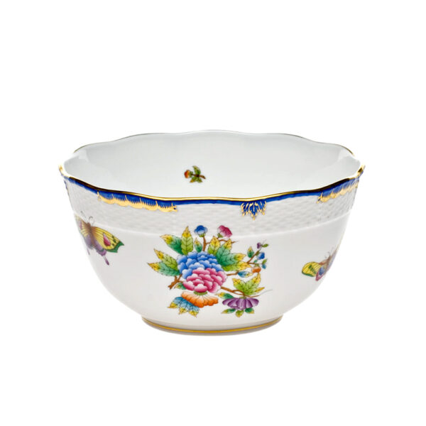 Herend Queen Victoria Blue Round Bowl Herend Queen Victoria Blue Round Bowl