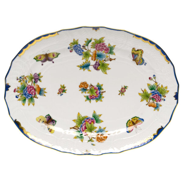 Herend Queen Victoria Blue Turkey Platter Herend Queen Victoria Blue Turkey Platter