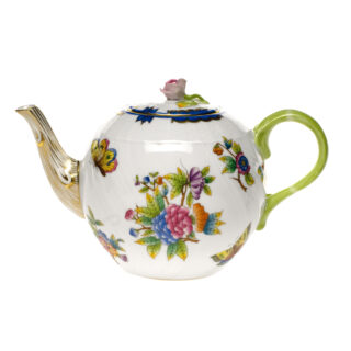 Herend Queen Victoria Blue Teapot with Rose