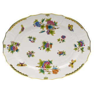 Herend Queen Victoria Green Turkey Platter