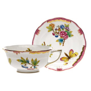Herend Queen Victoria Pink Tea Cup and Saucer