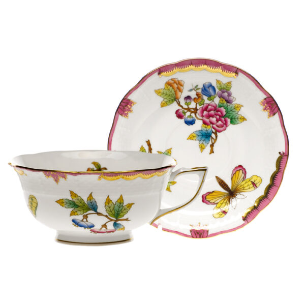 Herend Queen Victoria Pink Tea Cup and Saucer Herend Queen Victoria Pink Tea Cup and Saucer