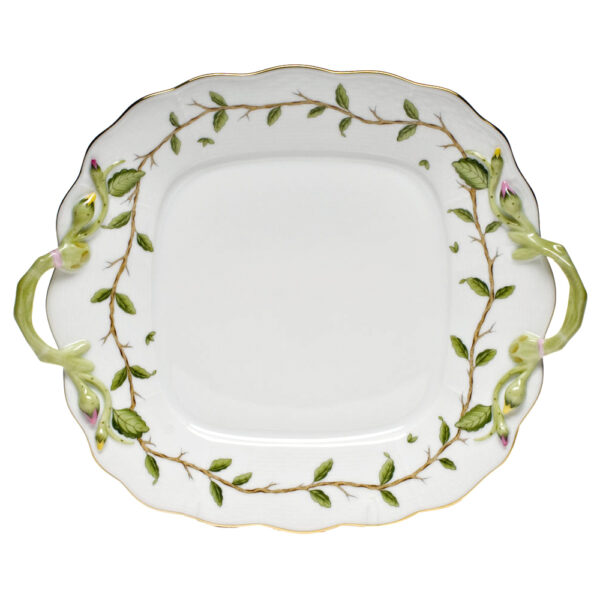 Herend Rothschild Garden Square Cake Plate with Handles Herend Rothschild Garden Square Cake Plate with Handles