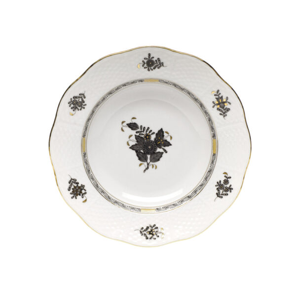 Herend Chinese Bouquet Black Rim Soup Plate Herend Chinese Bouquet Black Rim Soup Plate
