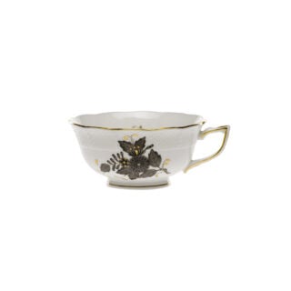 Herend Chinese Bouquet Black Tea Cup and Saucer