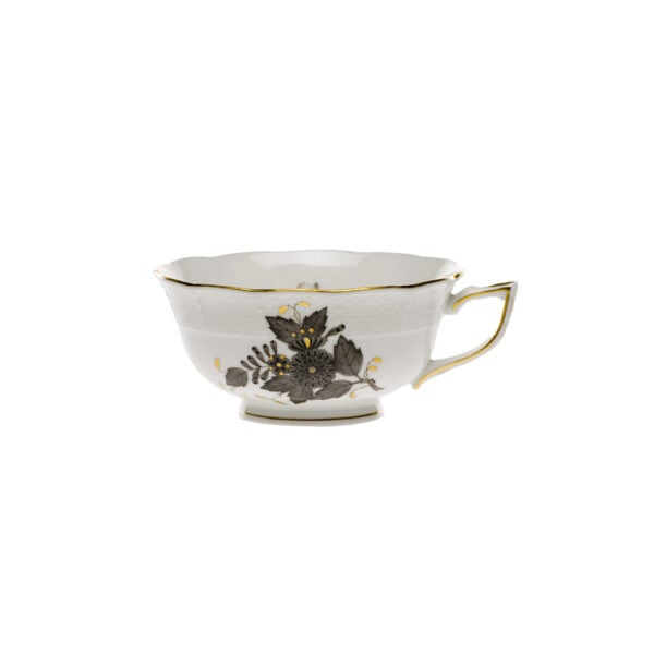 Herend Chinese Bouquet Black Tea Cup and Saucer Herend Chinese Bouquet Black Tea Cup and Saucer