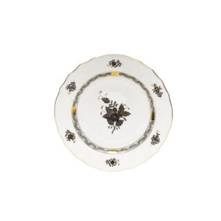 Herend Chinese Bouquet Black Bread and Butter Plate