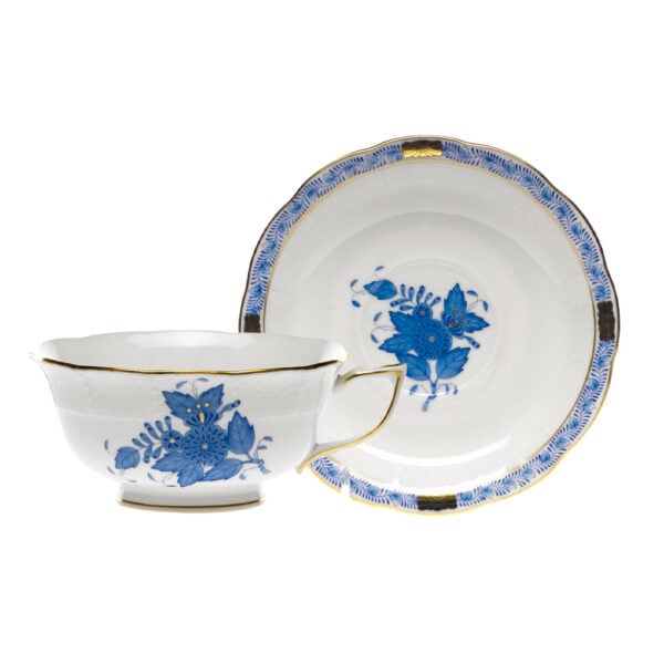 Herend Chinese Bouquet Blue Tea Cup and Saucer | Kneen & Co