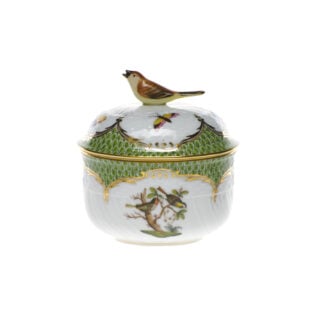 Herend Rothschild Bird Green Covered Sugar with Bird