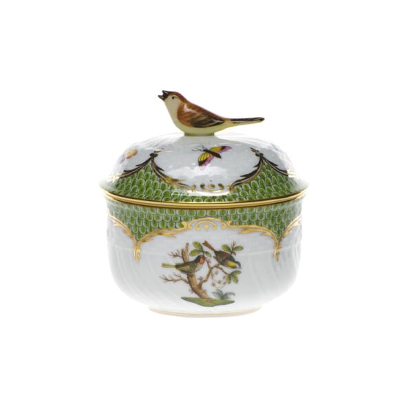 Herend Rothschild Bird Green Covered Sugar with Bird Herend Rothschild Bird Green Covered Sugar with Bird