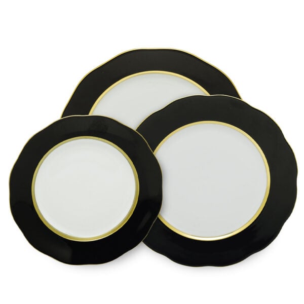 Herend Silk Ribbon Black Dinnerware