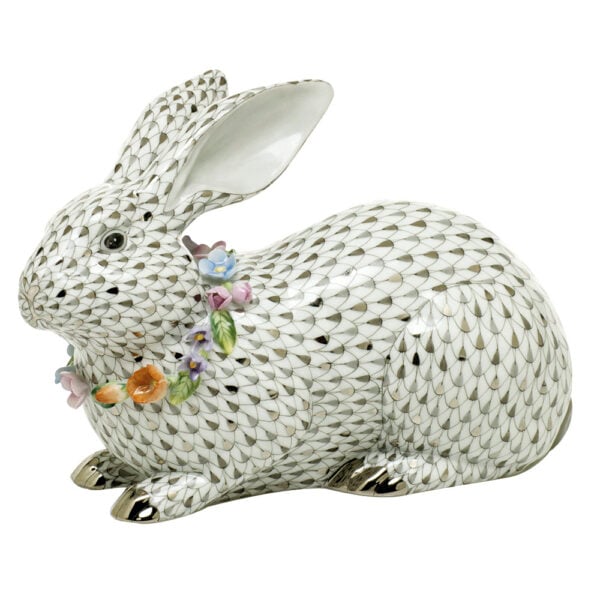 Herend Reserve Collection Gray Bunny with Garland Herend Reserve Collection Gray Bunny with Garland