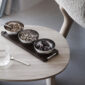 Georg Jensen Bernadotte Triple Bowl Set on Wooden Tray