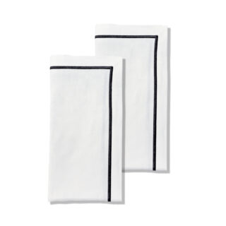 Mirabel Slabbinck Maca Napkin - White with Black Stitching