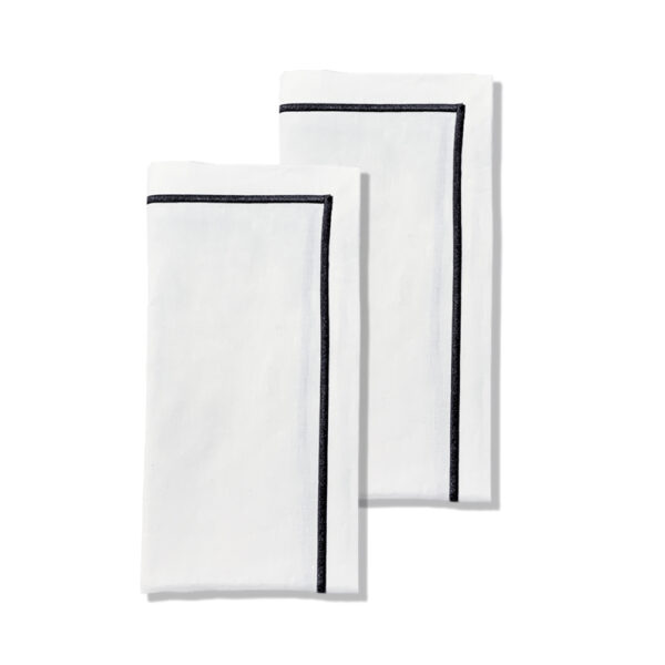 Mirabel Slabbinck Maca Napkin - White with Black Stitching Mirabel Slabbinck Maca Napkin - White with Black Stitching