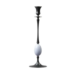 E.R. Butler Biedermeier Oxidized Bronze Candlestick no. 211 with Nightingale Egg
