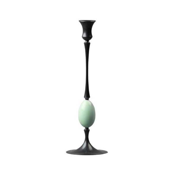 E.R. Butler Biedermeier Oxidized Bronze Candlestick no. 207 with Thrush Egg