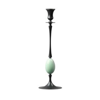 E.R. Butler Biedermeier Oxidized Bronze Candlestick no. 211 with Thrush Egg