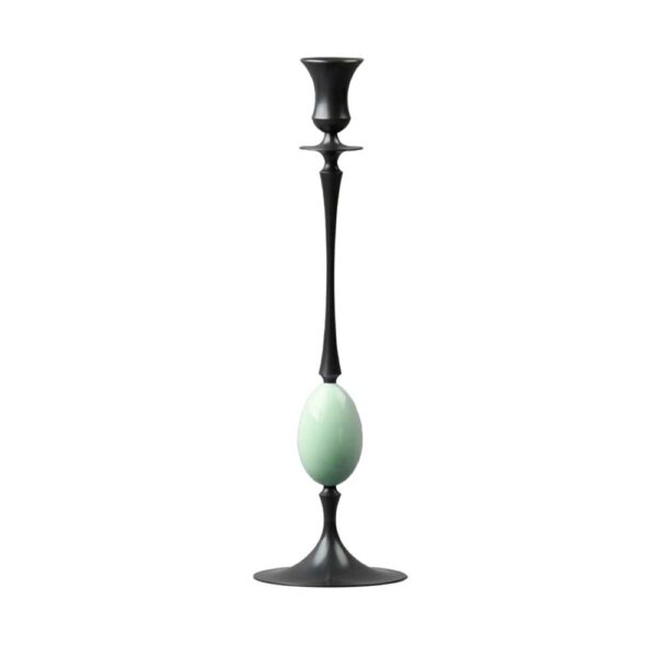 E.R. Butler Biedermeier Oxidized Bronze Candlestick no. 211 with Thrush Egg