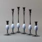 E.R. Butler Biedermeier Candlesticks Oxidized Bronze with Ibis Egg