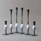 E.R. Butler Biedermeier Candlesticks Oxidized Bronze with Nightingale Egg