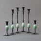 E.R. Butler Biedermeier Candlesticks Oxidized Bronze with Thrush Egg