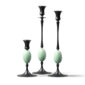 E.R. Butler Biedermeier Candlesticks Oxidized Bronze with Thrush Egg