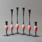 E.R. Butler Biedermeier Candlesticks Oxidized Bronze with Wren Egg