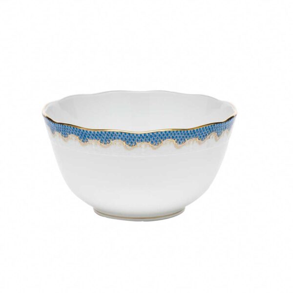 Herend Fish Scale Blue Round Bowl Herend Fish Scale Blue Round Bowl