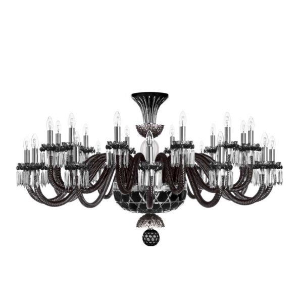 Saint-Louis Crystal Arlequin 24-Light Horizontal Chandelier Black and Clear Satin Saint-Louis Crystal Arlequin 24-Light Horizontal Chandelier Black and Clear Satin