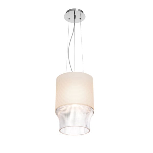 Saint-Louis Cadence Large Pendant Light with Paper Lampshade Chrome-Plated Saint-Louis Cadence Large Pendant Light with Paper Lampshade Chrome-Plated, mouth-blown, mouth-turned crystal lighting