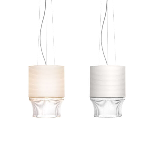 Saint-Louis Cadence Large Pendant Light with Paper Lampshade Saint-Louis Cadence Large Pendant Light with Paper Lampshade, mouth-blown, mouth-turned crystal lighting