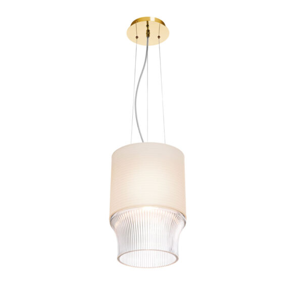 Saint-Louis Cadence Large Pendant Light with Paper Lampshade Golden Saint-Louis Cadence Large Pendant Light with Paper Lampshade Golden, mouth-blown, mouth-turned crystal lighting