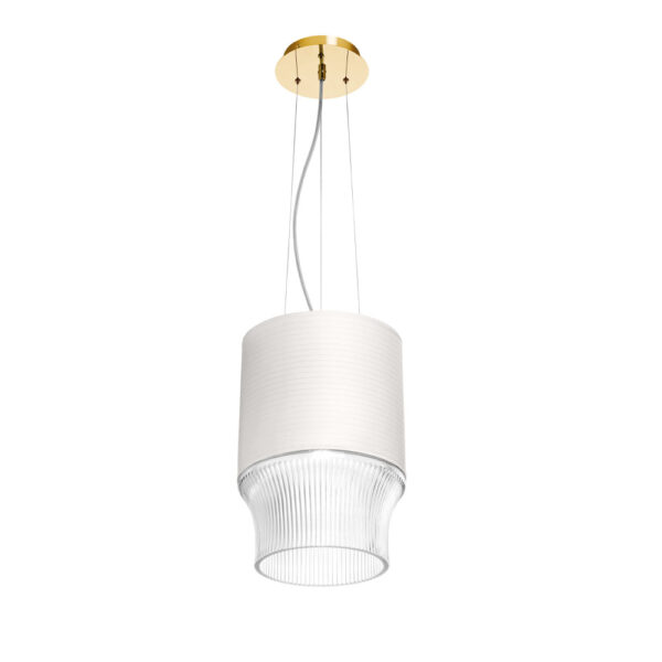 Saint-Louis Cadence Large Pendant Light with Paper Lampshade Golden Saint-Louis Cadence Large Pendant Light with Paper Lampshade Golden