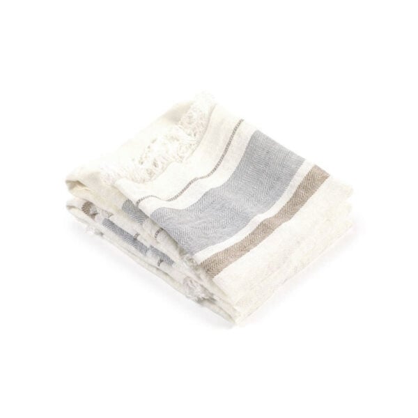 Libeco Belgian Guest Towel Fouta Oyster Stripe – Set of 2