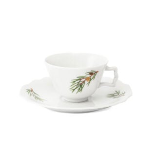 Augarten Fir Branches with Golden Pinecone Tea Cup and Saucer