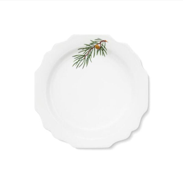 Augarten Fir Branches with Golden Pinecone Dessert Plate Augarten Fir Branches with Golden Pinecone Dessert Plate