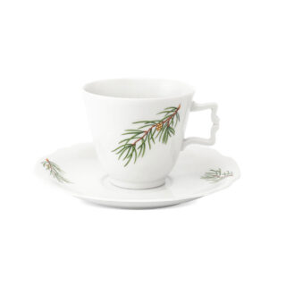 Augarten Fir Branches with Golden Pinecone Coffee Cup and Saucer
