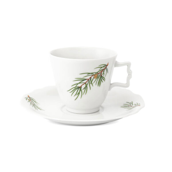 Augarten Fir Branches with Golden Pinecone Coffee Cup and Saucer Augarten Fir Branches with Golden Pinecone Coffee Cup and Saucer